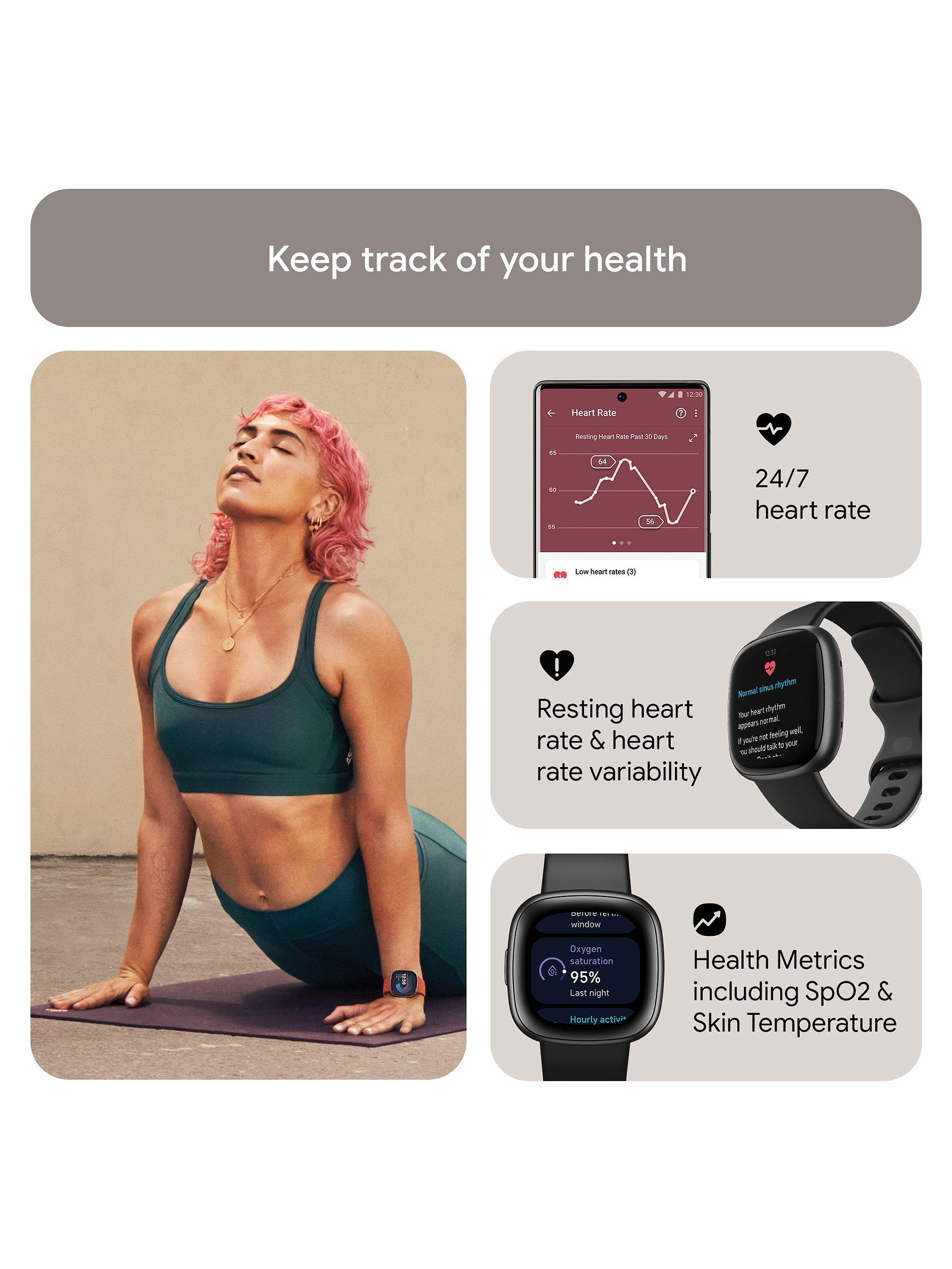 Fitbit Versa 4 Health Fitness Smartwatch with Heart Rate Monitor Black Graphite