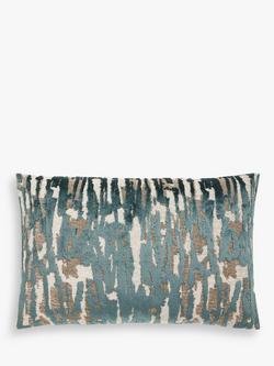 John Lewis Husk Velvet Cushion, Blue