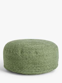 John Lewis Faux Jute Outdoor Low Pouffe, Green, Green