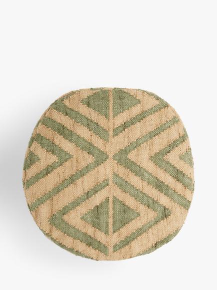 John Lewis Faux Jute Outdoor Chevron Pouffe - view 2, Green
