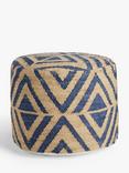 John Lewis Faux Jute Outdoor Chevron Pouffe, Blue