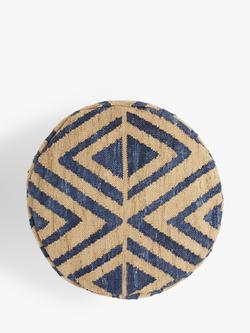 John Lewis Faux Jute Outdoor Chevron Pouffe - view 2, Blue
