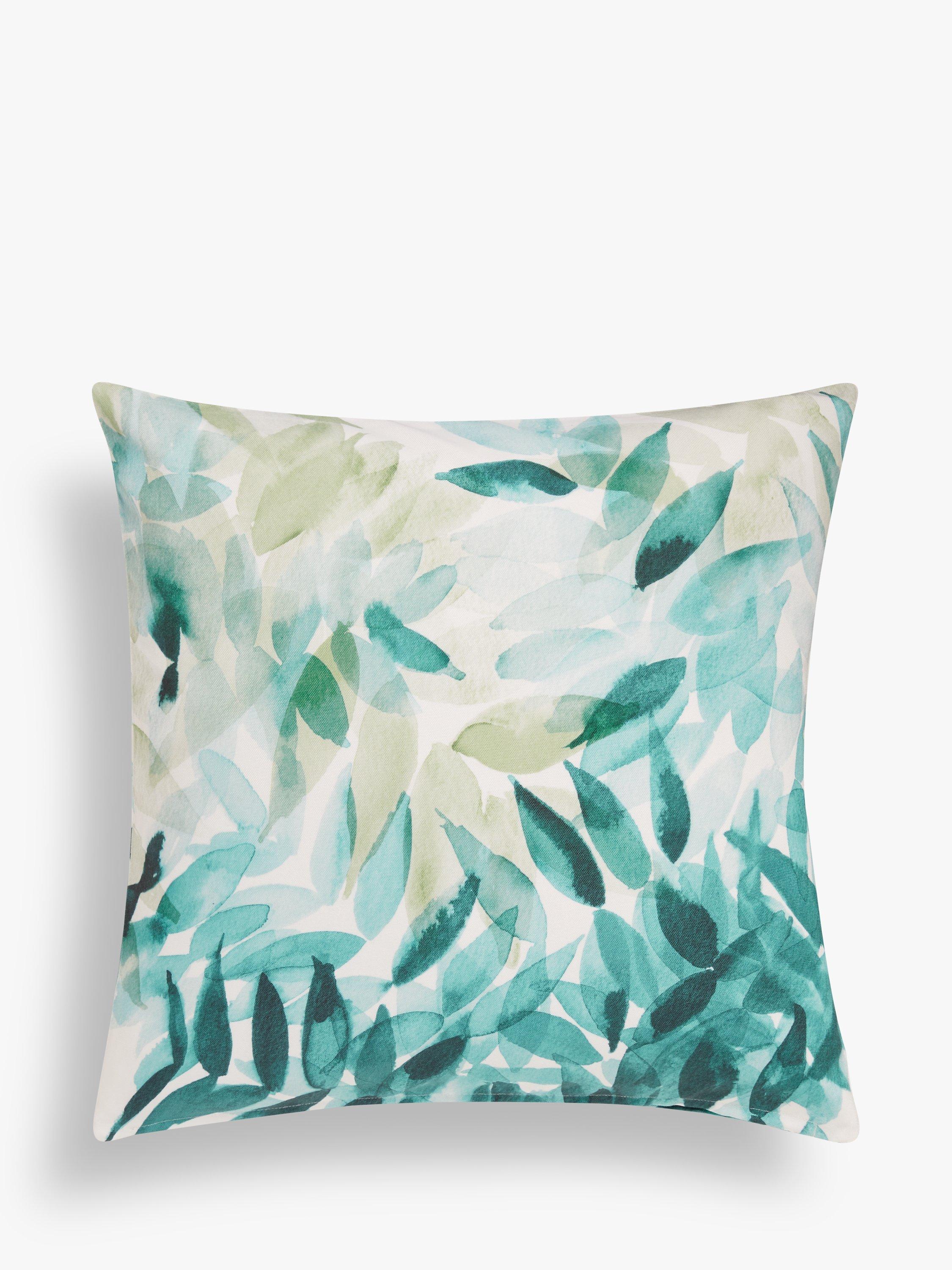 John Lewis Watercolour Leaf Indoor/Outdoor Cushion, Green