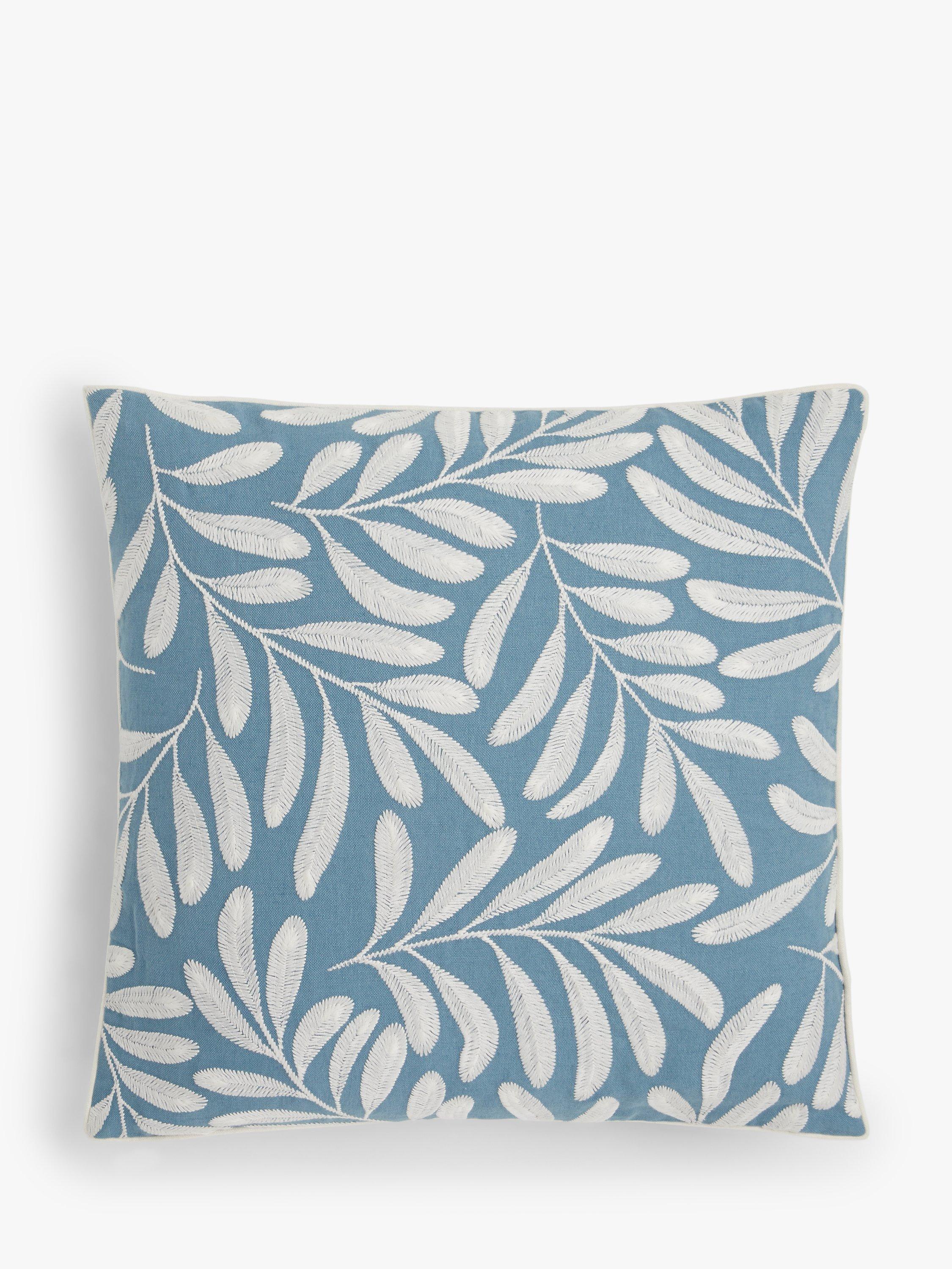 John Lewis Rowan Embroidery Cushion, Lake Blue