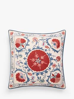 John Lewis Suzani Floral Cushion, Carmine