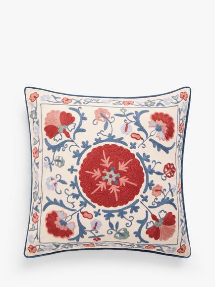 John Lewis Suzani Floral Cushion, Carmine