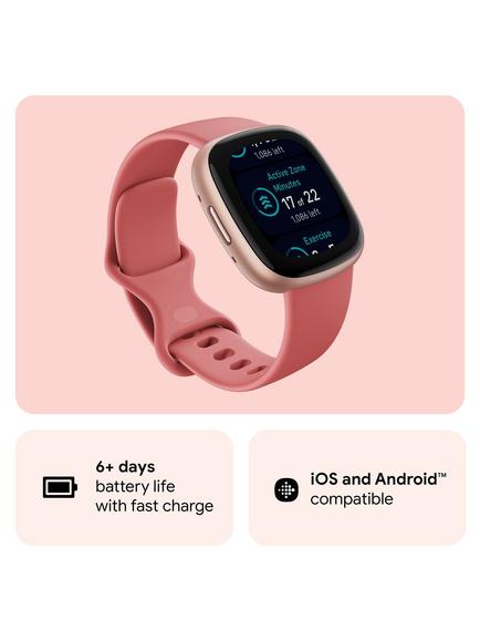 Fitbit Versa 4 Health & Fitness Smartwatch with Heart Rate Monitor - view 2, Pink/Rose