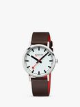 Mondaine A660.30360.11SBGV Men's SBB Classic Vegan Leather Strap Watch, Brown/White