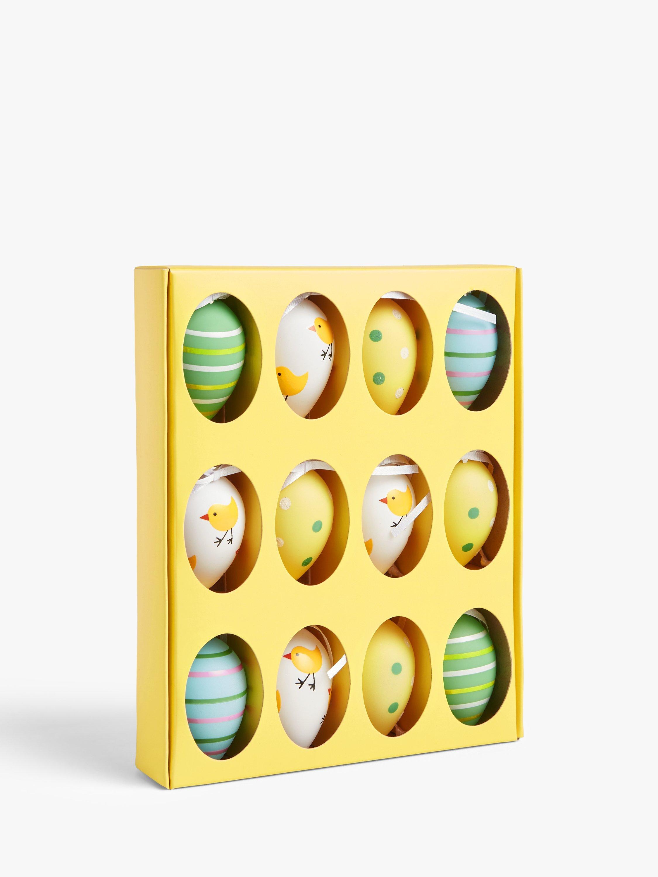 John Lewis Bright Hanging Easter Egg Baubles, Pack of 12, Multi