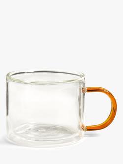 John Lewis Glass Coffee Mug, 280ml, Orange
