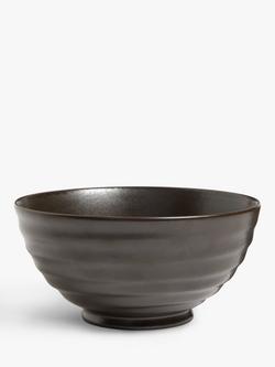 John Lewis Reactive Glaze Stoneware Footed Ramen Bowl, 18cm, Black, Black