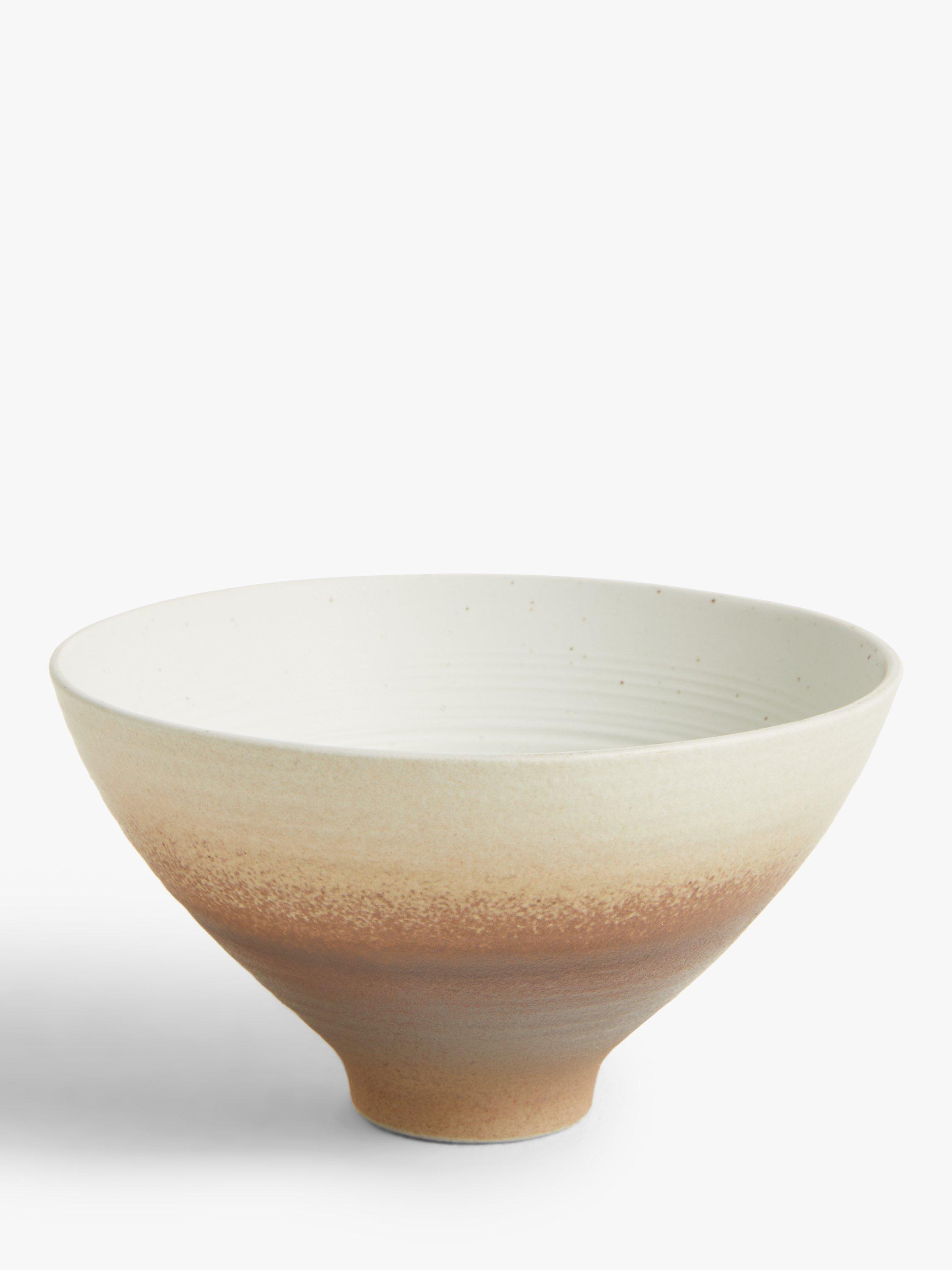 John Lewis Two Tone Stoneware Footed Bowl, 12cm, Natural