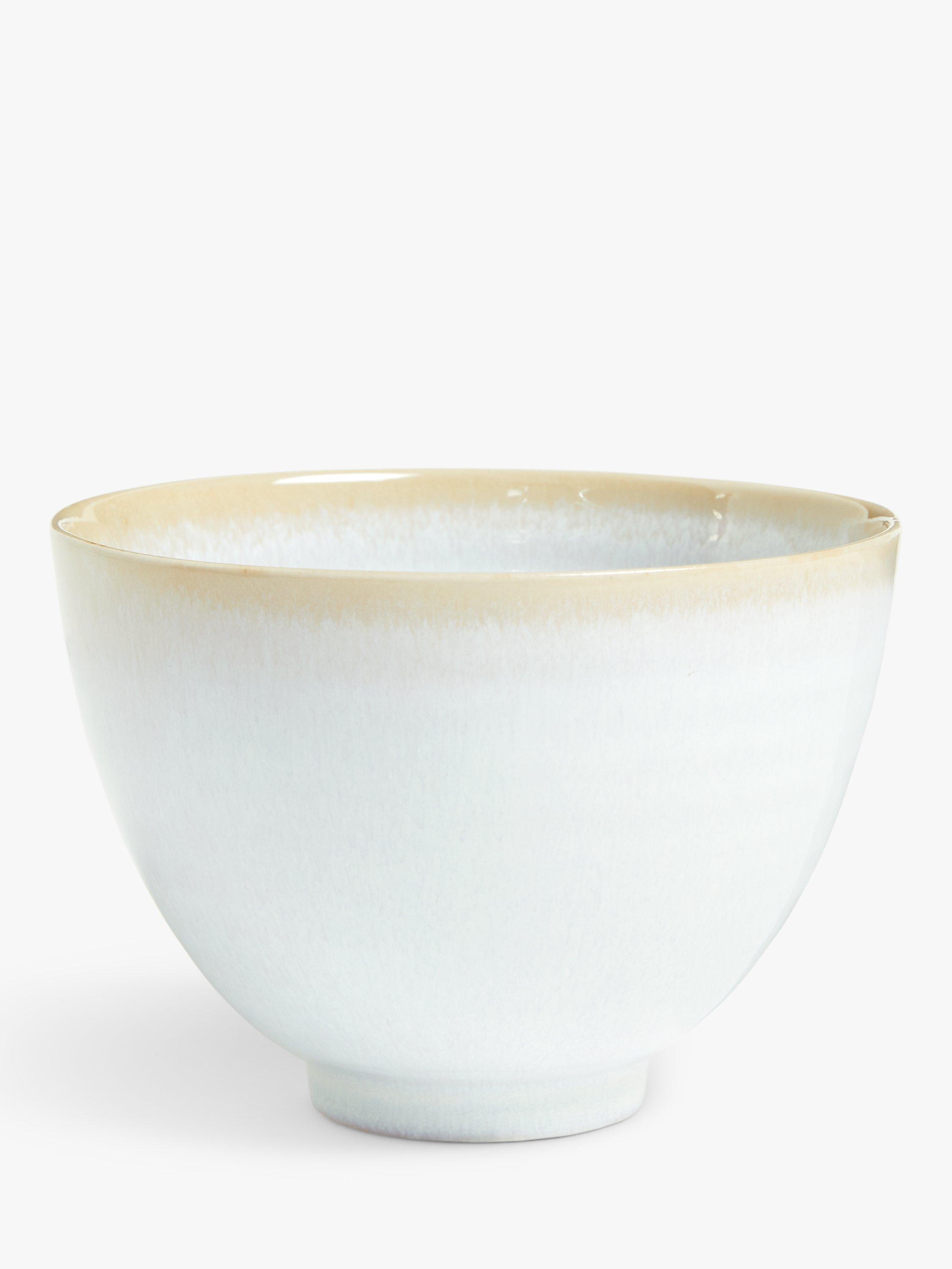 John Lewis Contrast Rim Stoneware Rice Bowl, 12.7cm, White