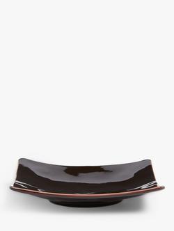John Lewis Glossy Glaze Stoneware Square Tea Plate, 15cm, Dark Brown, Dark Brown