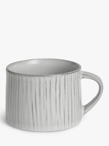 John Lewis Leckford Stoneware Mug, 240ml, Grey, Grey