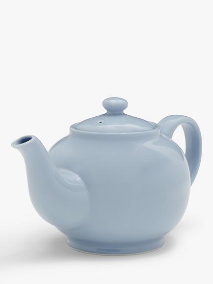 John Lewis Fine China Teapot, 1.1L, Celeste Blue - view 2, Blue