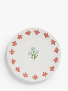 John Lewis Flora Fine China Side Plate, 20cm, Blue/Multi