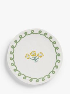 John Lewis Flora Fine China Side Plate, 20cm, Yellow/Multi