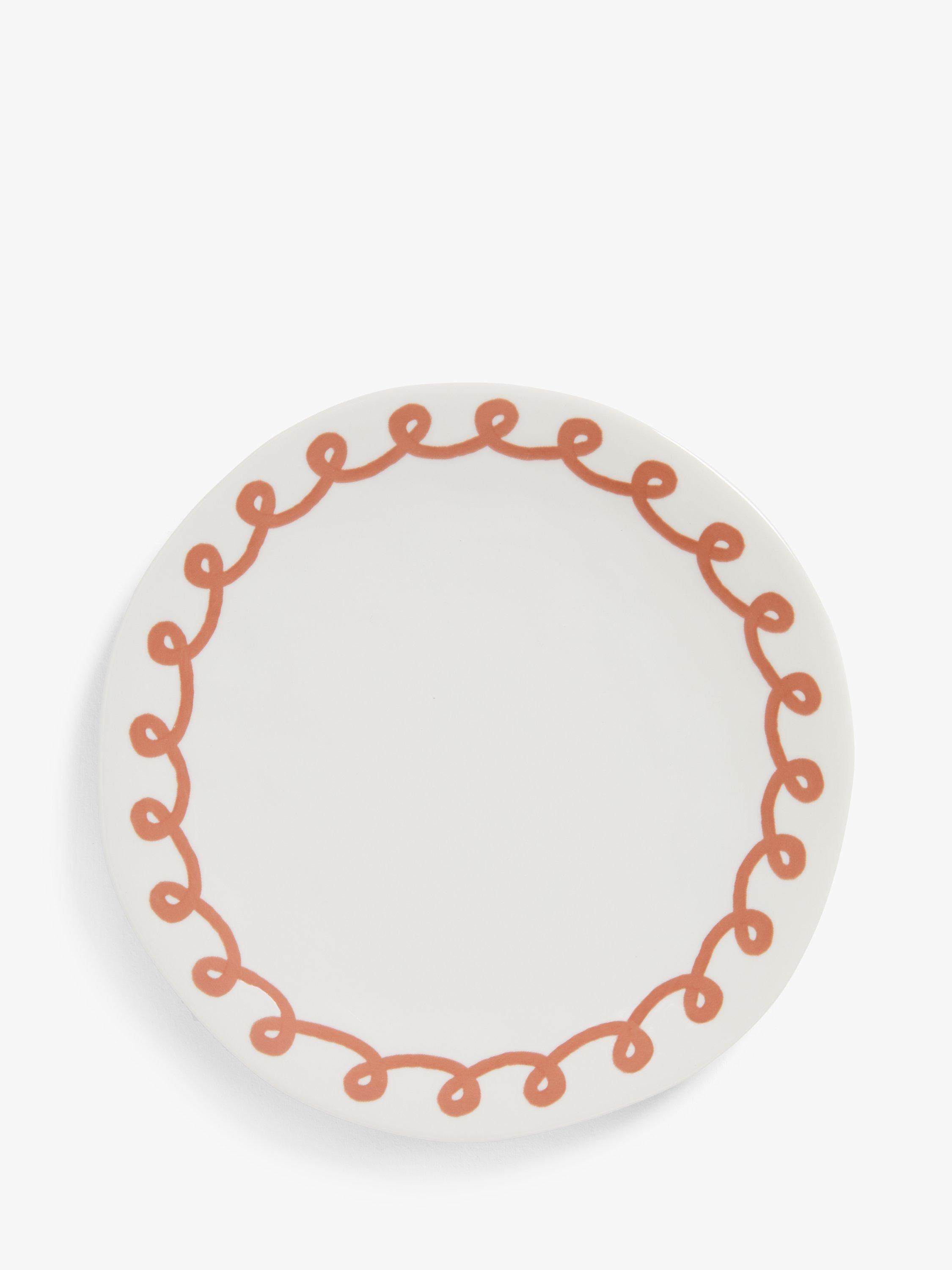 John Lewis Flora Border Fine China Side Plate, 20cm, Rose/White