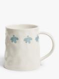 John Lewis Flora Fine China Mug, 405ml, Haze Blue