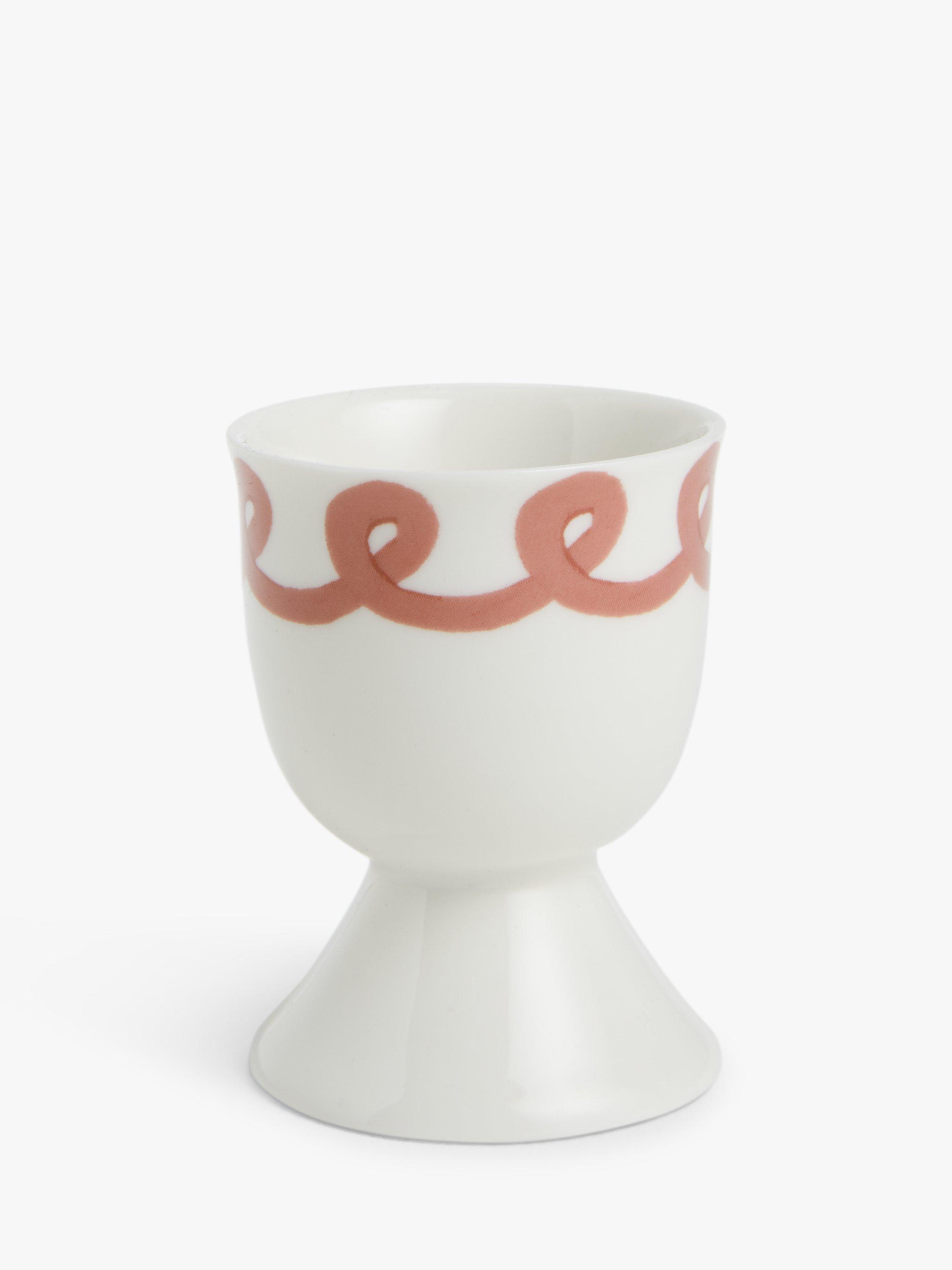 John Lewis Flora Fine China Egg Cup, Rose/White
