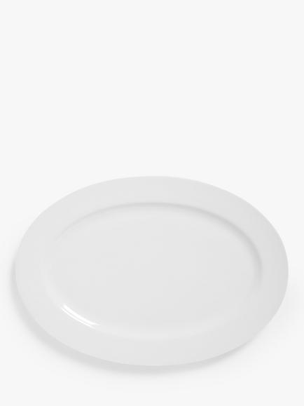 John Lewis Eat Porcelain Oval Platter, 40.5cm, White, White