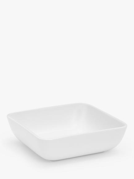 John Lewis Eat Porcelain Square Serving Dish, 20cm, White, White