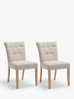 John Lewis Margo Button Back Dining Chair, FSC-Certified (Beech Wood), Brushed Tweed. Set of 2, Natural
