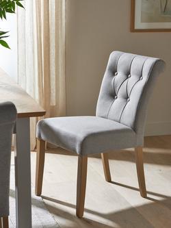 John Lewis Margo Button Back Dining Chair, FSC-Certified (Beech Wood), Brushed Tweed. Set of 2 - view 2, Light Grey