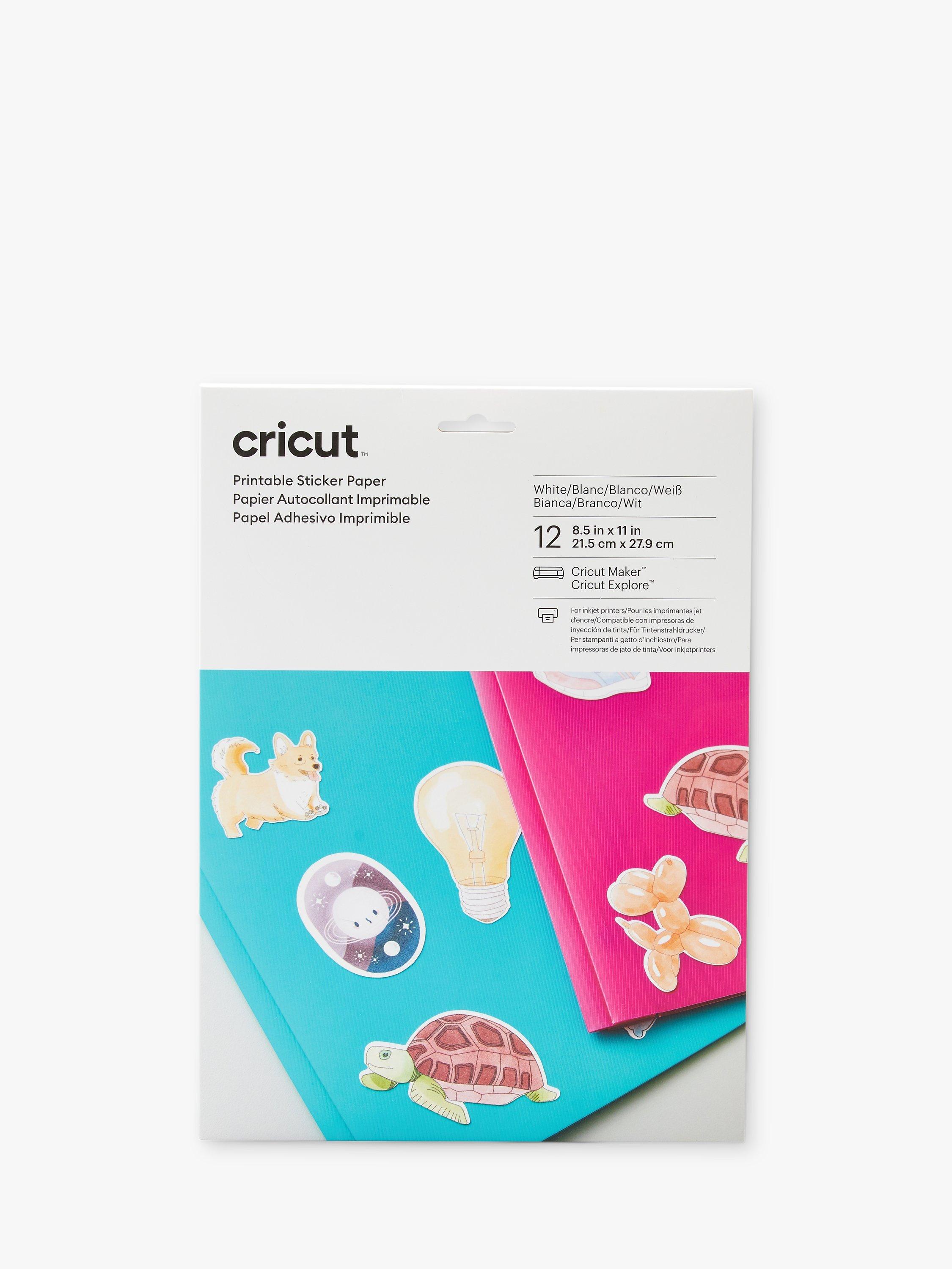 Cricut Printable Sticker Paper, Pack of 12, White