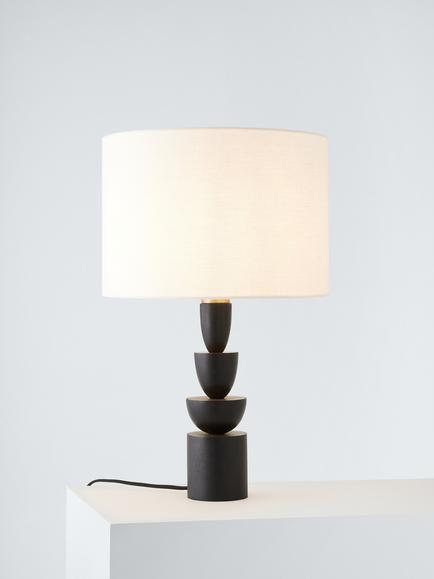 John Lewis Stacked Wooden Table Lamp, Black & Gold