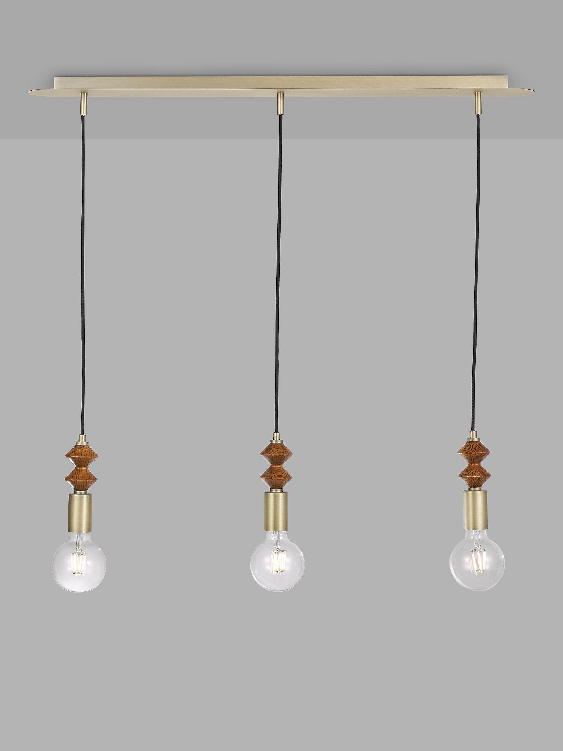 Swoon Franklin 3 Drop Bar Ceiling Light, Brass