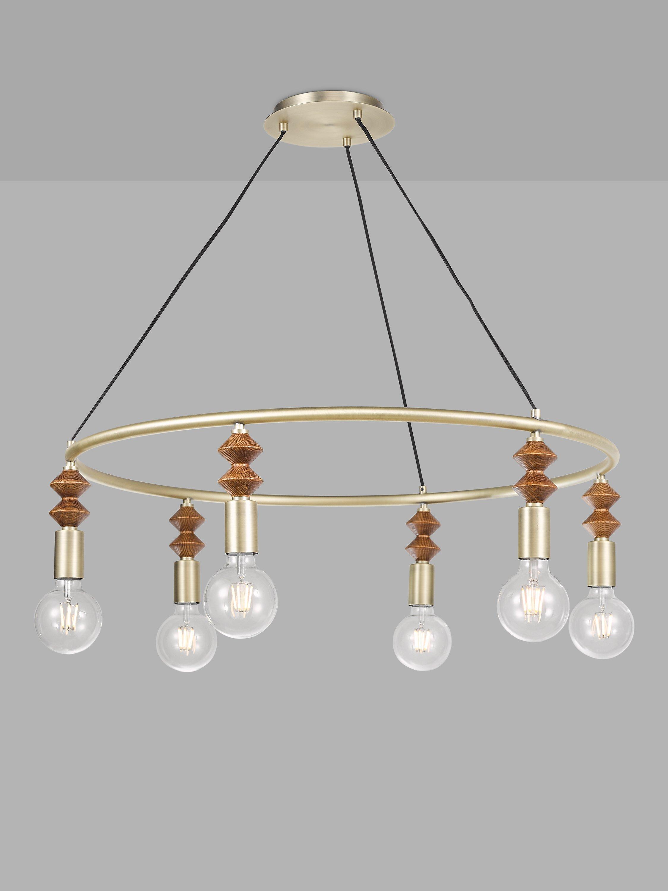 Swoon Franklin 6 Arm Ceiling Light, Brass