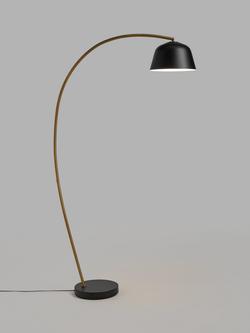 John Lewis Metal Arc Floor Lamp, Black/Brass, Black/Brass