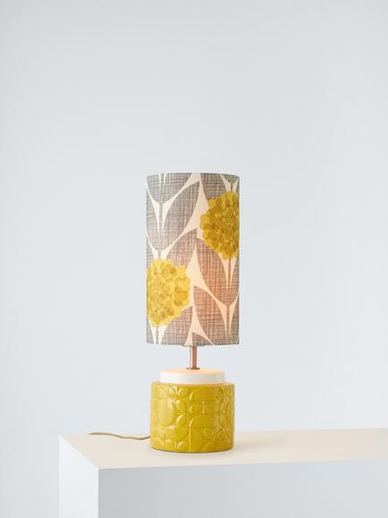 Orla Kiely Blossom Ceramic Table Lamp, Yellow, Yellow