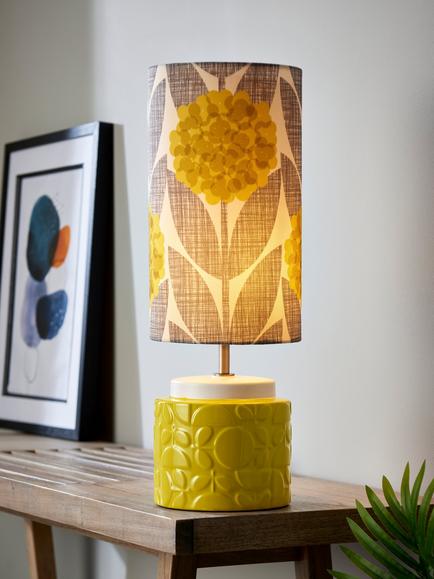 Orla Kiely Blossom Ceramic Table Lamp, Yellow - view 2, Yellow