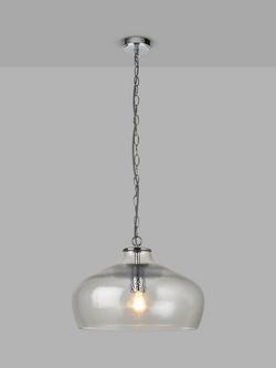 John Lewis Cartmel Textured Glass Pendant Ceiling Light, Clear
