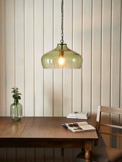 John Lewis Cartmel Textured Glass Pendant Ceiling Light - view 2, Olive