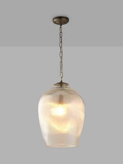 John Lewis Fulbrook Ribbed Glass Pendant Ceiling Light, Clear