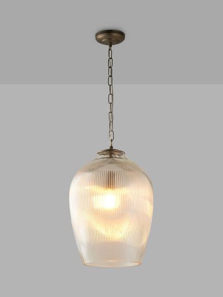 John Lewis Fulbrook Ribbed Glass Pendant Ceiling Light, Clear, Clear