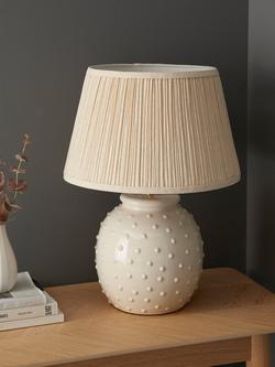 John Lewis Seafoam Ceramic Table Lamp, White/Natural - view 2, White/Natural