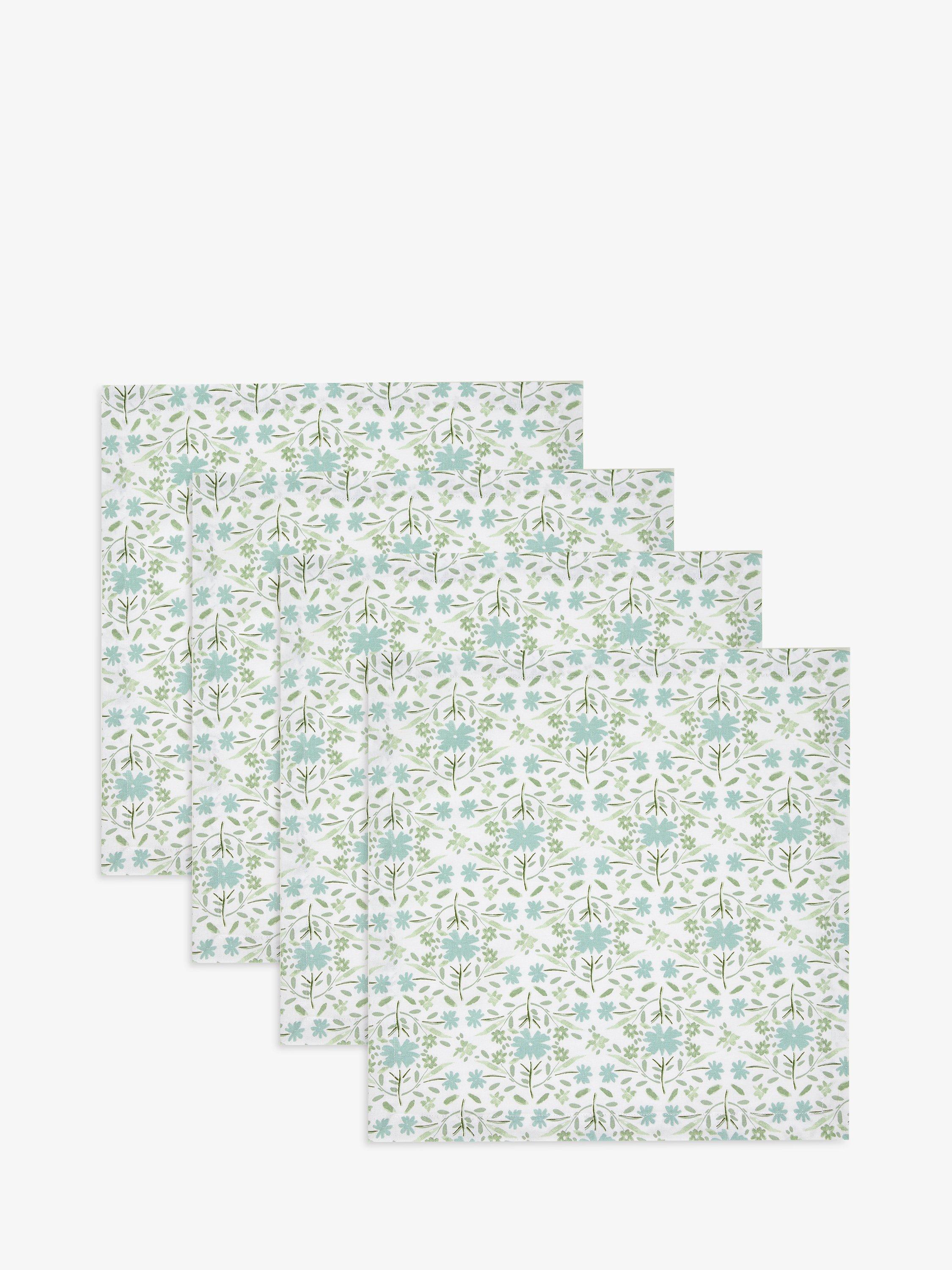 John Lewis Painted Primrose Table Napkins, Set of 4, Green