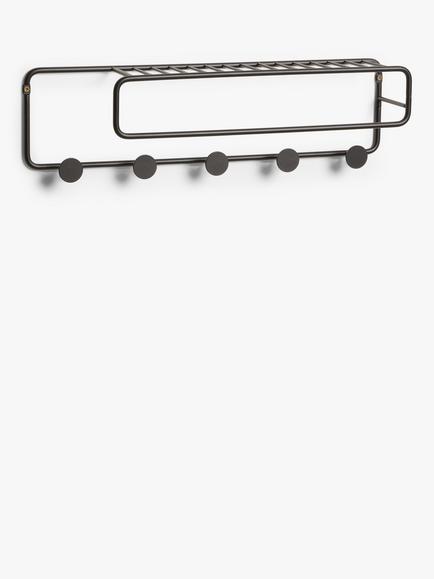 John Lewis Metal Shelf and Hook Unit, Black, Black