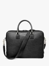 Aspinal of London Mount Street Small Pebble Grain Leather Laptop Bag, Black