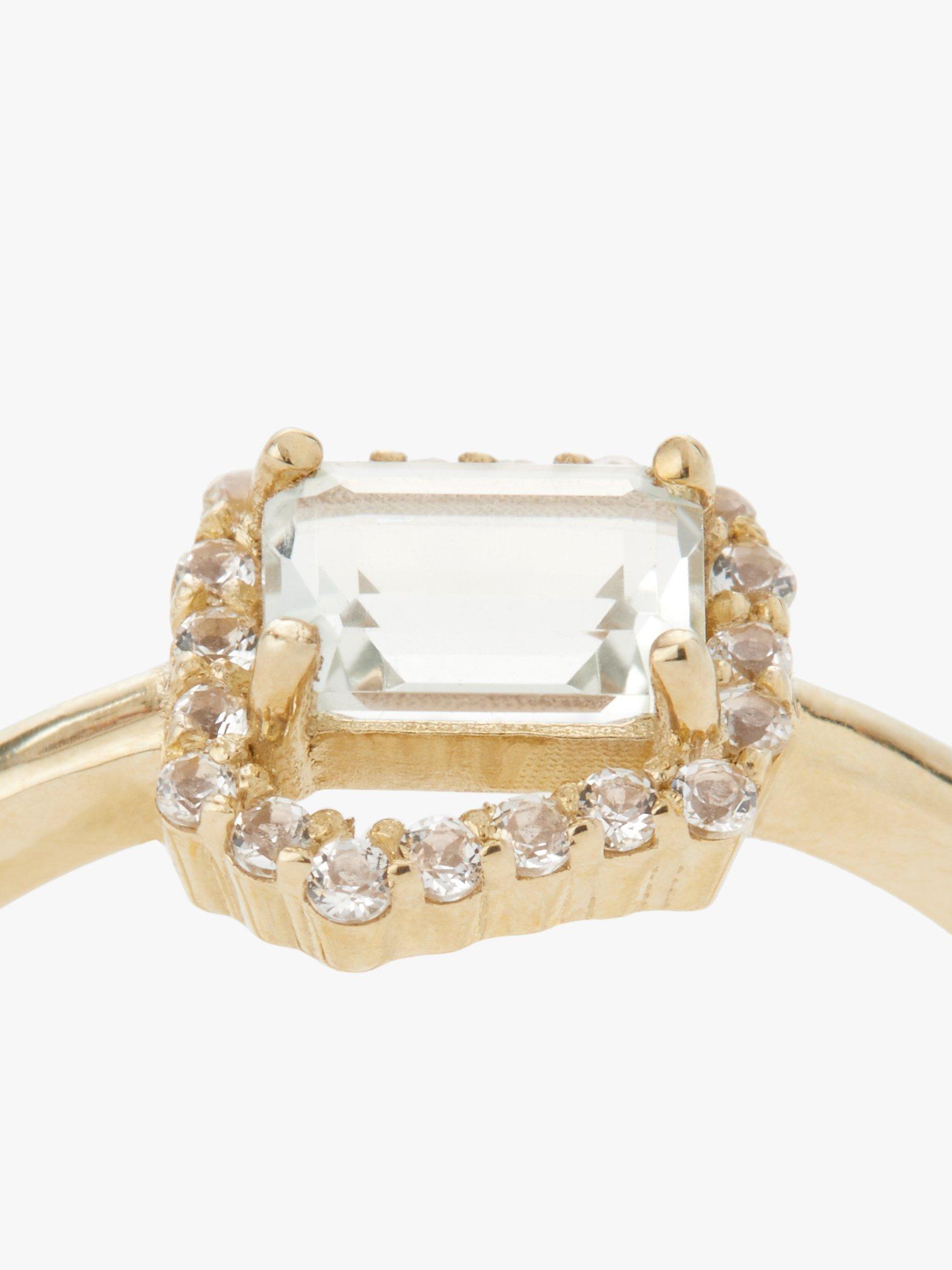 Product image 3 of 9, which shows John Lewis Bright Young Gems Limited Edition 9ct Yellow Gold Green Amethyst & White Topaz Cocktail Ring, Gold, N