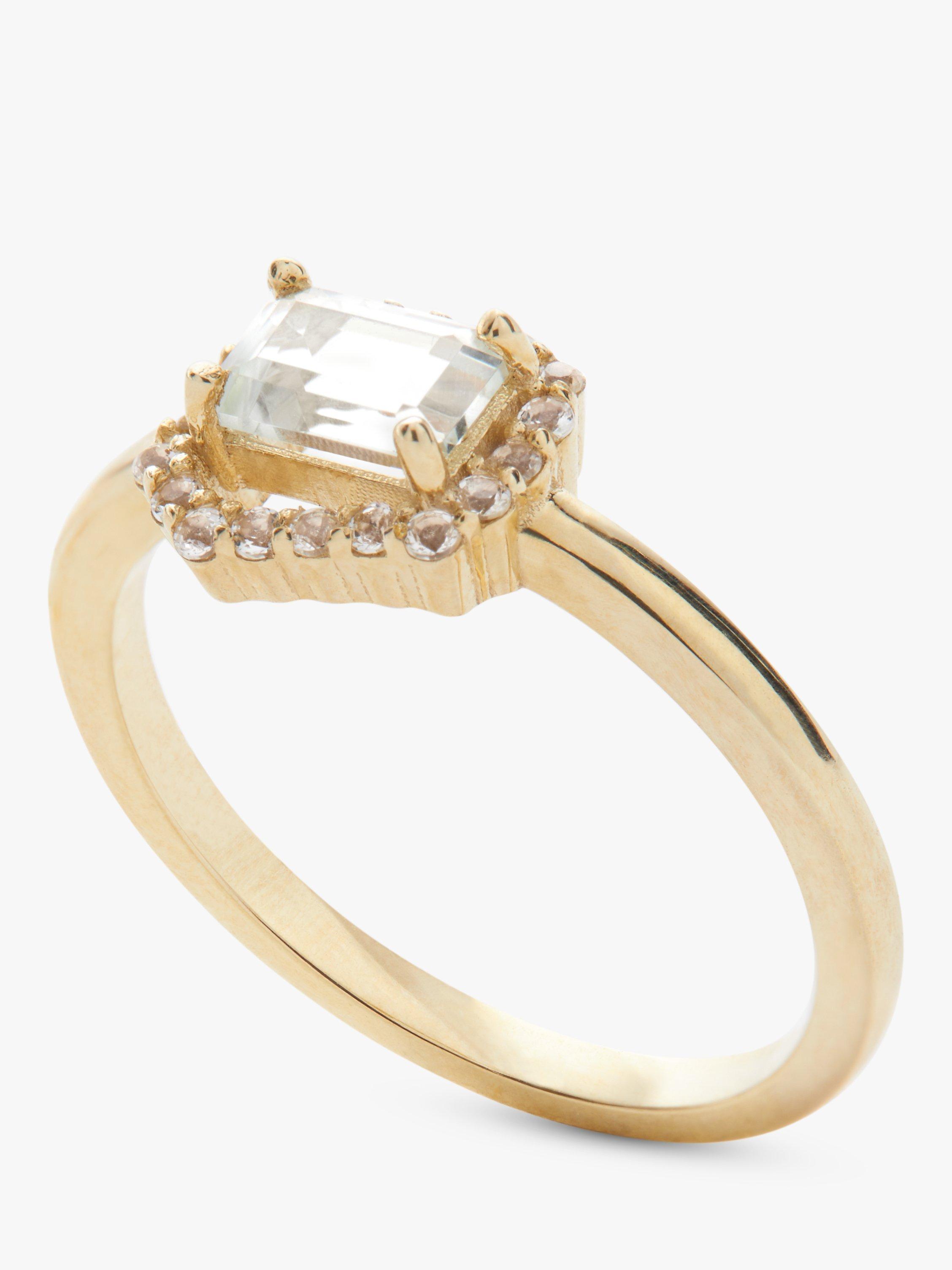 Product image 4 of 9, which shows John Lewis Bright Young Gems Limited Edition 9ct Yellow Gold Green Amethyst & White Topaz Cocktail Ring, Gold, N