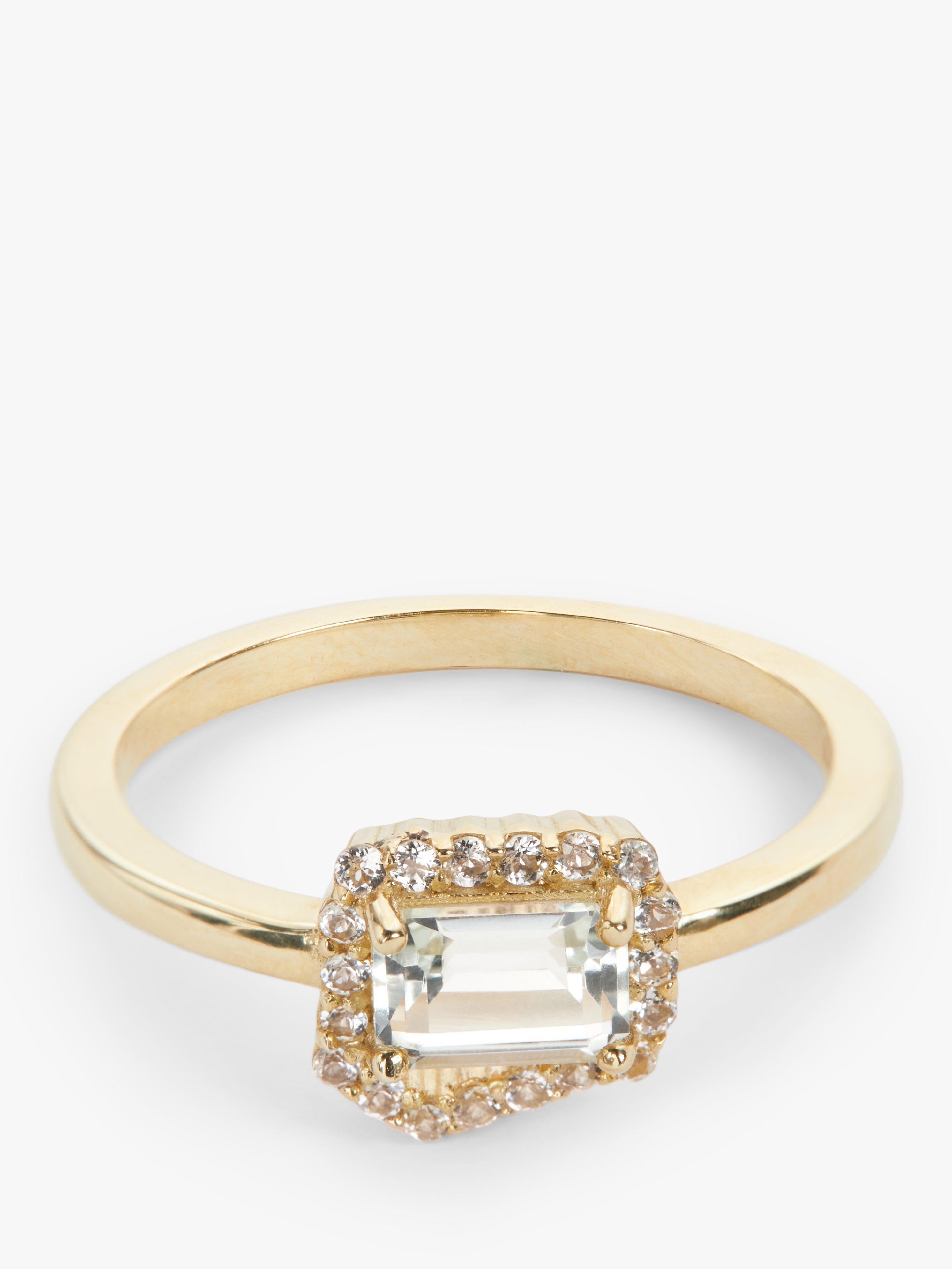 Product image 7 of 9, which shows John Lewis Bright Young Gems Limited Edition 9ct Yellow Gold Green Amethyst & White Topaz Cocktail Ring, Gold, N