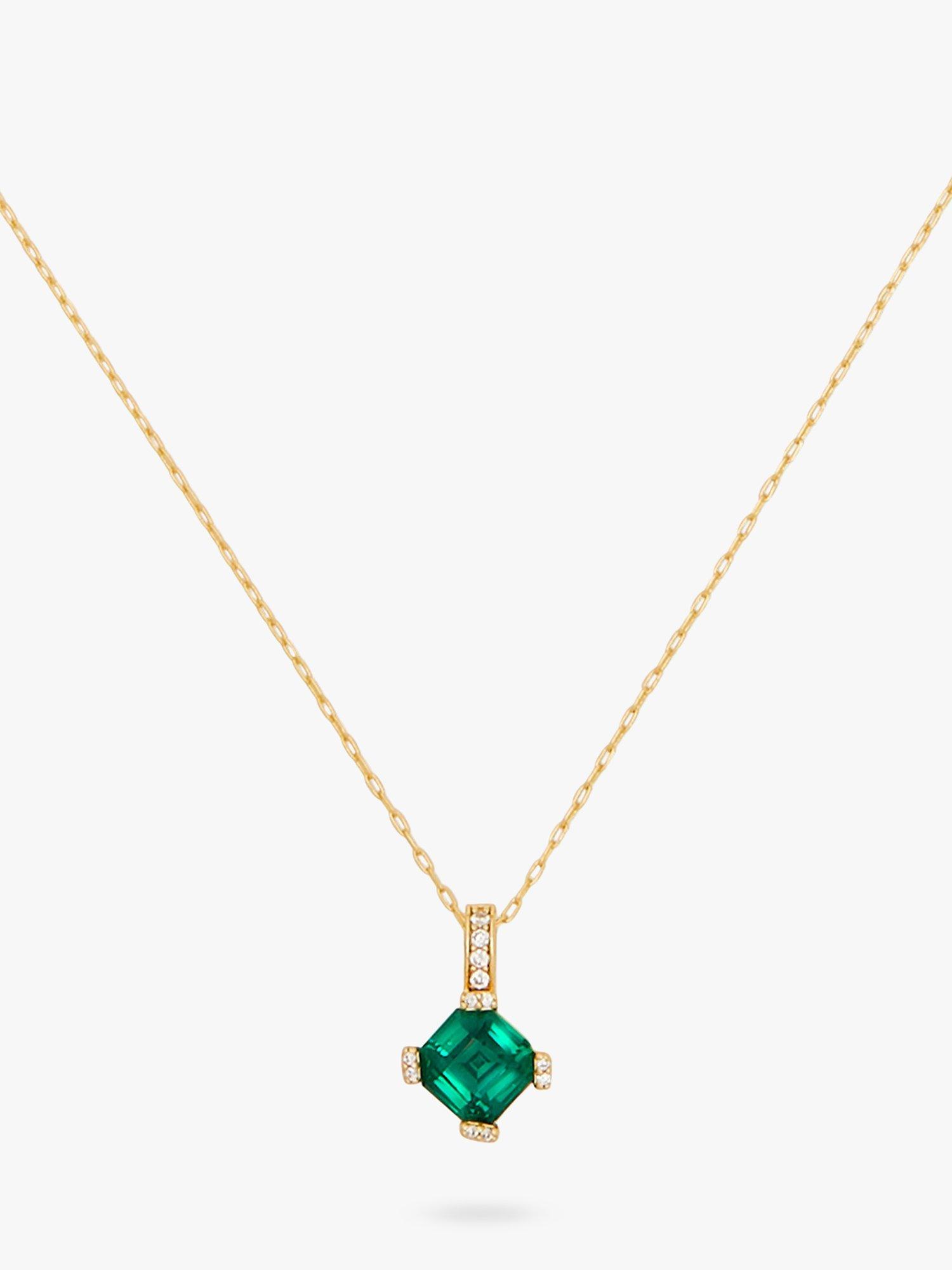 kate spade new york Daz Cubic Zirconia Pendant Necklace, Gold/Green