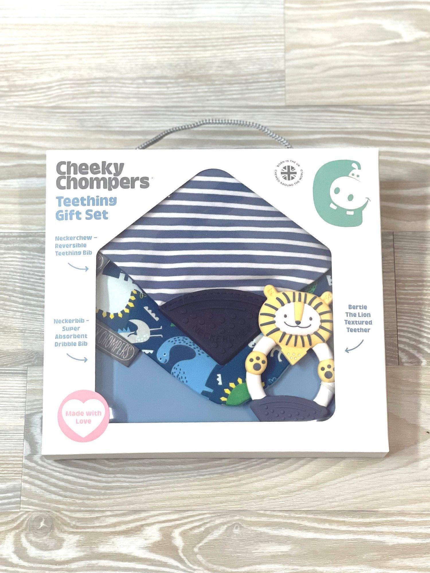 Cheeky Chompers Neckerchew Teething Gift Set, Dino