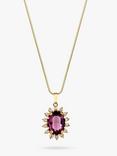 Eclectica Pre-Loved 18ct Gold Plated Swarovski Crystal Radial Pendant Necklace, Gold/Amethyst